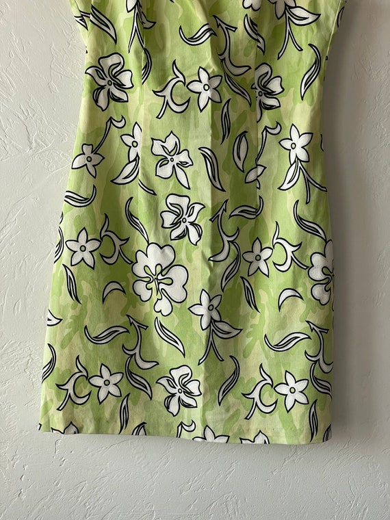 Vintage 1990s green floral hawaiian print sleevel… - image 3