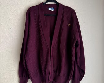 Vintage 1990’s maroon McDonald’s button up cardigan size XL