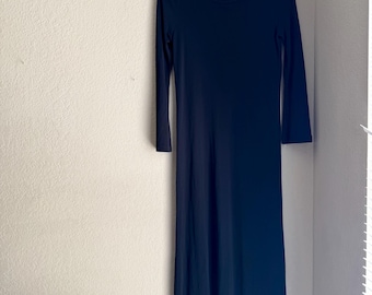 Vintage 1990’s black semi sheer long sleeve ankle length dress by Calvin Klein size small