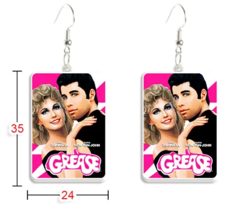 Grease Earrings Danny & Sandy 70/80s Movie Etsy
