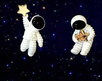 Alien head, astronaut earrings, out of space
