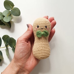 Crochet happy Peanut boy 1-  pc, Rattle toys,amigurumi soft toy,baby decor, kids gift, play Food Set, baby gym toy,Pretend play,toddler toys