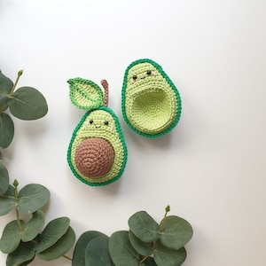 Crochet avocado soft toy, Crochet avocado, Crochet toy food, Play kitchen ,Pretendplay , soft toy, avocado baby toys ,Christmas gift ideas image 1