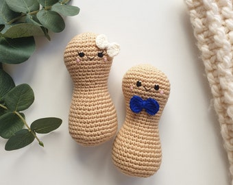 Crochet happy Peanut boy 1-  pc, Rattle toys,amigurumi soft toy,baby decor, kids gift, play Food Set, baby gym toy,Pretend play,toddler toys