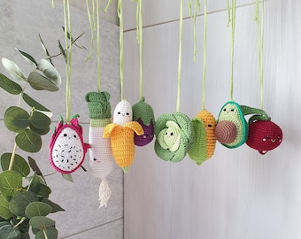 Crochet vegetables and fruits, Play Gym, Stroller toy, Crochet toy, baby gym toys, Baby Activity Gym,Baby Mobile,Baby Shower Gift ,Crib Toy