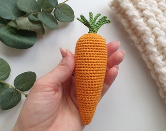 1 Pcs - Crochet carrot, teether teeth, play food, kitchen decoration, eco-friendly toys,Pretend play - Play food - Teething