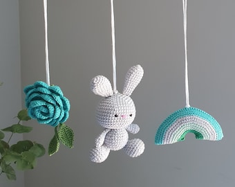 Baby play gym, Easter gift, baby toy, nursery decor, rattles Play Gym, summer decor,Play Gym,baby gym toy,baby flower mobile,crochet flowers