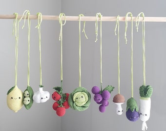 Crochet play gym ,vegetable fruits, Play Gym, Stroller toy, Crochet toy, baby gym toys, Baby Activity Gym,Baby Mobile,Baby Shower Gift