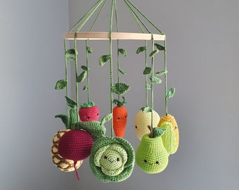 Buy Baby mobile fruit & vegetables, Baby Mobile, Baby Crib Mobile, nursery decor crochet fruit, baby shower gift, baby room decor