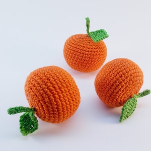 1 Pcs Crochet   MANDARIN Crochet fruit Pretend Play food Tactile toy Amigurumi Toys for toddlers Kids Toy  Play Kitchen food Educational