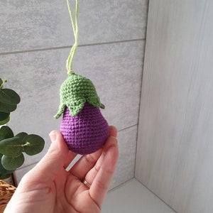 Eggplant Baby gym toys 1 pc rattles Play Gym,baby shower, vegetable gum toy, Baby Rattle, nursery decor, crib toy, crochet baby gum toy image 7