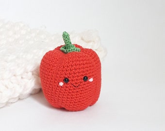 Red pepper kawaii  -1 Pcs,baby toy, vegetarian gift, nursery decor, room decor,Vegetables with eyes,Crochet baby toy ,Kawaii,food toy