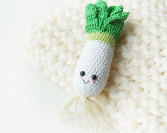 Crochet Leek  -1 Pc, Food Kawaii,Baby Shower Gift, nursery decor, room decor,Vegetables with eyes,Crochet baby toy ,Kawaii,food toy