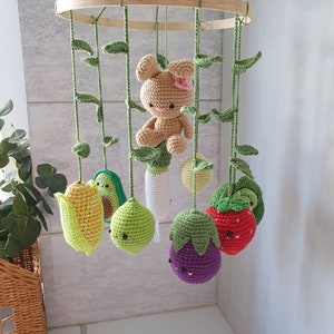 Baby mobile Easter bunny , Baby Mobile, Baby Crib Mobile ,Modern Nursery mobile, nursery decor, crochet fruit, baby shower gift image 9