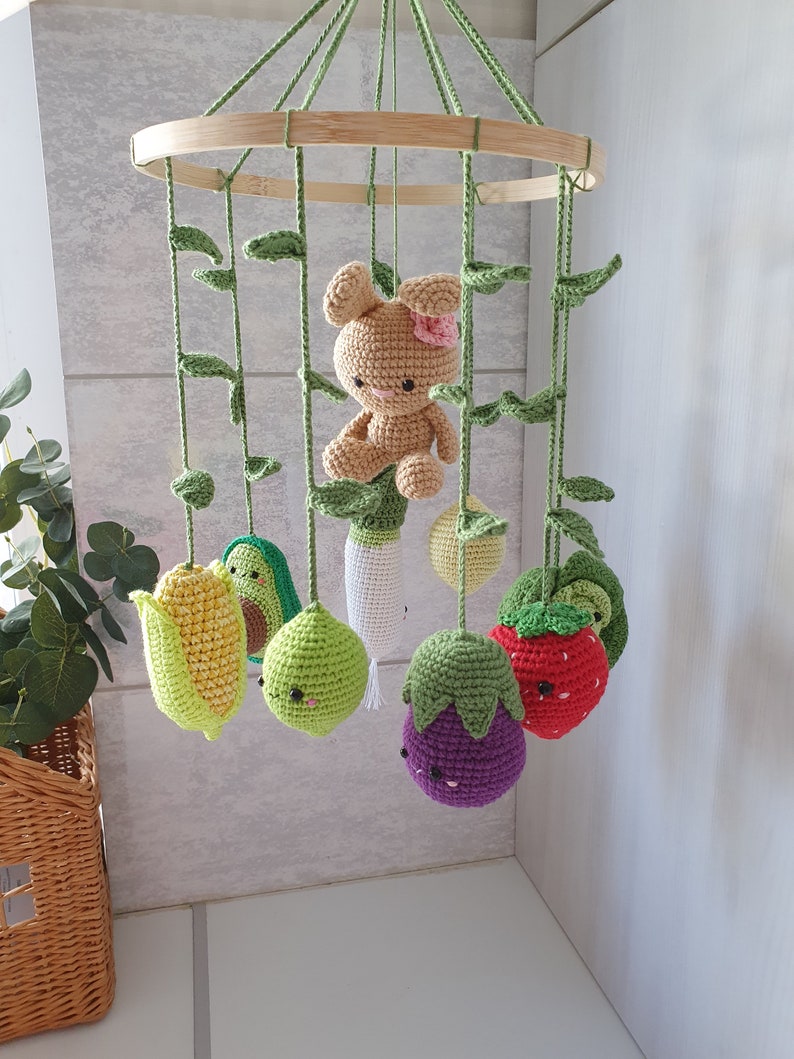 Baby mobile Easter bunny , Baby Mobile, Baby Crib Mobile ,Modern Nursery mobile, nursery decor, crochet fruit, baby shower gift image 9