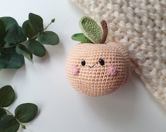 Big Crochet peach kawaii 1 pc - Crochet fruits Rattle toys, kids toys, baby decor, kids gift, knitted fruit,gift for friend