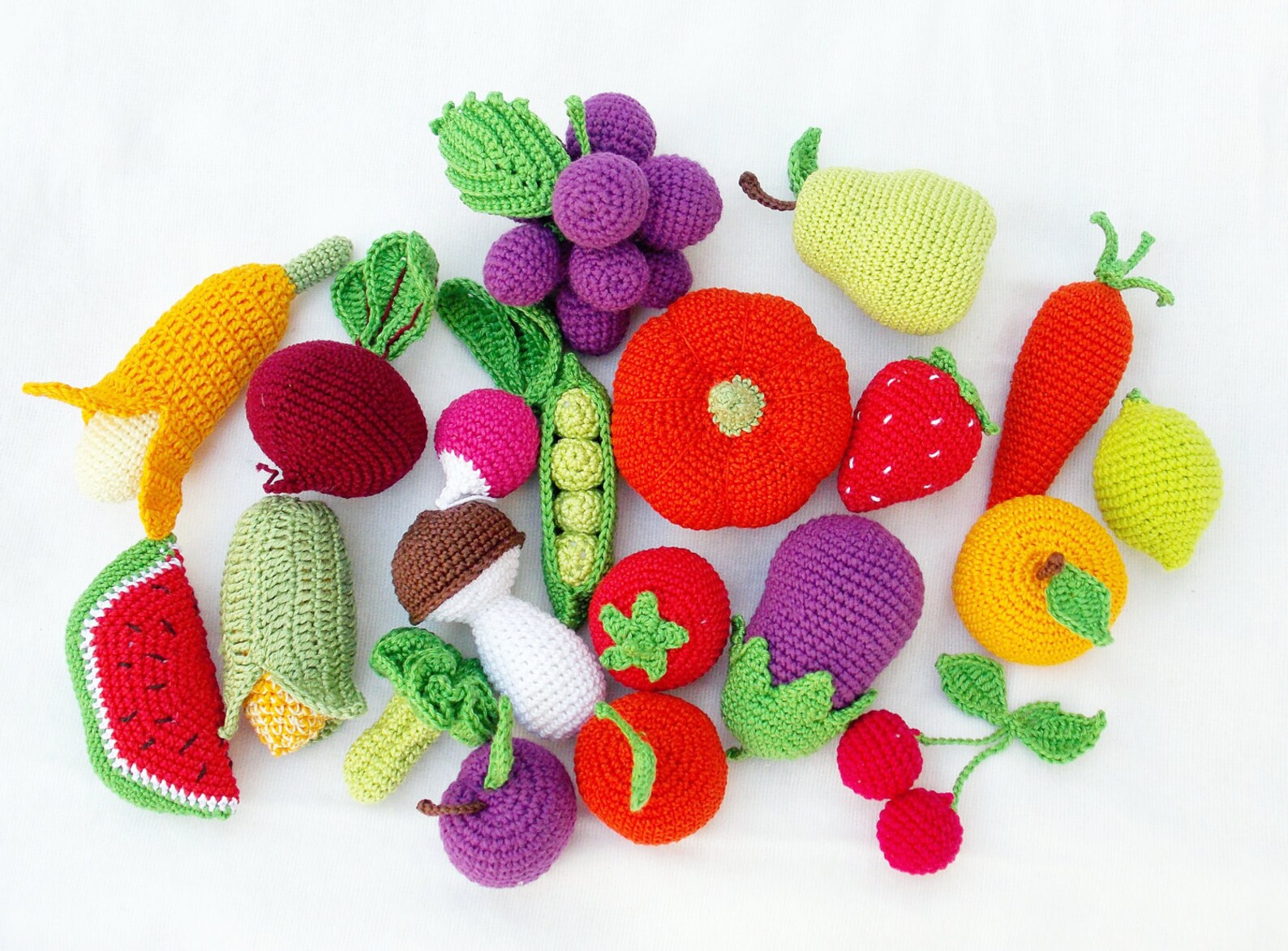 Crochet Play Food Set 20 Pcs Kitchen Decor Vegetables and Etsy