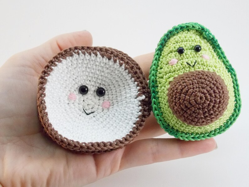 Crochet avocado, coconut 2 pieces, nice avocado decorative decor, room decor, vegetarian gift, crochet toy, kids gift, play Food Set image 1