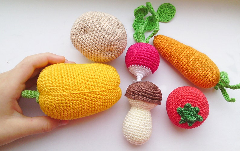 1 Pcs Crochet potato teether teeth play food kitchen Etsy
