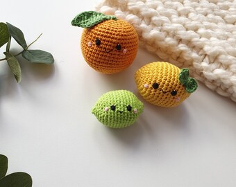 3 pieces - Crochet fruits Sensory toys, kids learning toys, baby decor, kids gift, play Food Set, decorations for the kitchen.