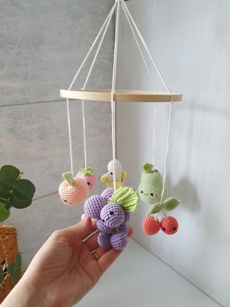Crochet Baby Mobile Fruitsbaby Mobile Baby Crib Mobile Etsy
