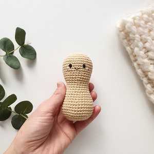 Crochet happy Peanut boy 1-  pc, Rattle toys,amigurumi soft toy,baby decor, kids gift, play Food Set, baby gym toy,Pretend play,toddler toys