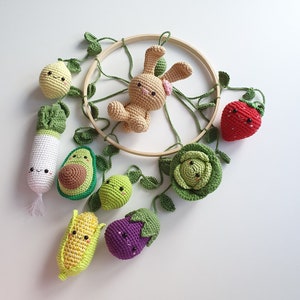 Baby mobile Easter bunny , Baby Mobile, Baby Crib Mobile ,Modern Nursery mobile, nursery decor, crochet fruit, baby shower gift image 1