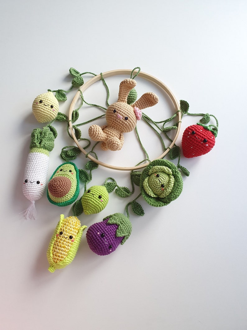 Baby mobile Easter bunny , Baby Mobile, Baby Crib Mobile ,Modern Nursery mobile, nursery decor, crochet fruit, baby shower gift image 1