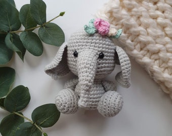 Crochet elephant ,Easter gift, tiny crocheted elephant, amigurumi elephant ,lovely toys, rattle toys, Easter basket gift, elephant girl
