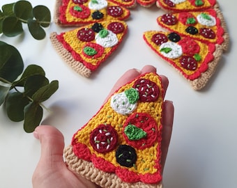 Crochet toy pizza,crochet pizza,tether toy, play food, kitchen decoration,pretend play, crochet food play,Christmas gift, pizza toy