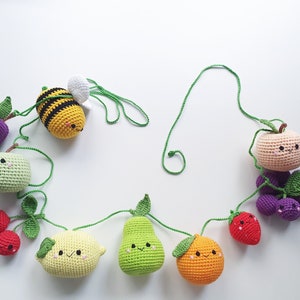 Crochet fruit garland, happy fruit , fruit garlands, garlands Children's baby shower, suspension toys, crochet bells, a gift for Easter
