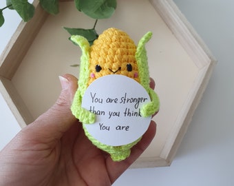 Crochet corn for Emotional Support, Caring Carrot with Positive Corn, Handmade Crochet Healthy Desk Accessory,Easter Gift