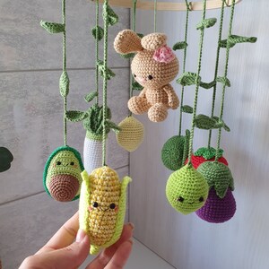 Baby mobile Easter bunny , Baby Mobile, Baby Crib Mobile ,Modern Nursery mobile, nursery decor, crochet fruit, baby shower gift image 2