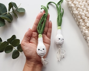 Crochet green onion  kawaii - 1 Pc, Baby Shower Gift, nursery decor, room decor,Vegetables with eyes,Crochet baby toy ,Kawaii,food toy