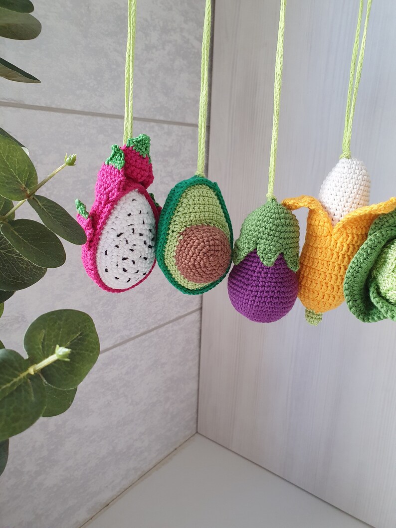 Eggplant Baby gym toys 1 pc rattles Play Gym,baby shower, vegetable gum toy, Baby Rattle, nursery decor, crib toy, crochet baby gum toy image 9