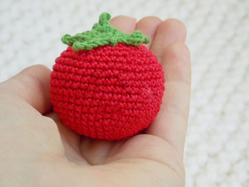 1 Pcs Crochet tomato teether teeth play food kitchen Etsy