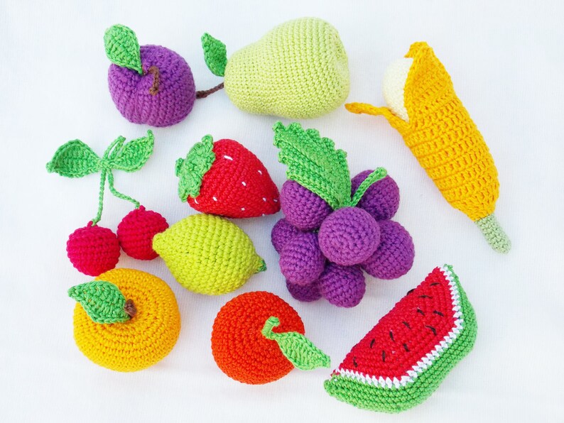 Crochet Play Food Set 20 Pcs Kitchen Decor Vegetables and Etsy