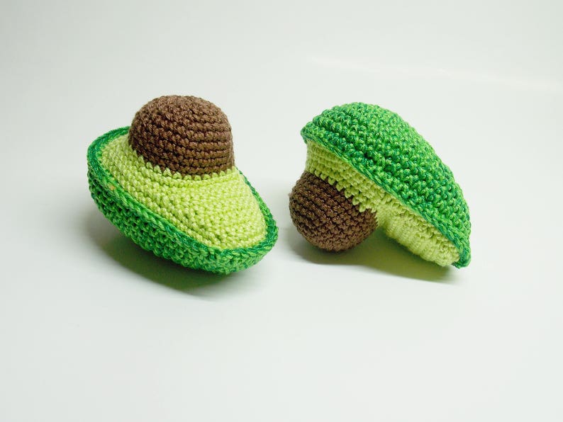 1 piece crochet half avocado ,Crochet play kitchen, Crochet toy food,Play kitchen ,Pretendplay, knitted food, baby rattle, knitted vegies image 2