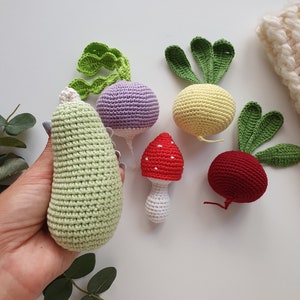 Crochet set vegies,kitchen decor,baby decor, kids gift, play Food Set, baby gym toy,Pretend play,toddler toys, kitchen decor ,knitted food image 7