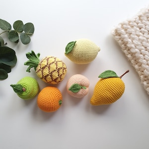 Knitted fruit set 6 pcs,Crochet Fruit ,Toy Kitchen, Baby toy,Decor kids, Birthday gift,baby shower gift,knitted veggies, Pretend play Food