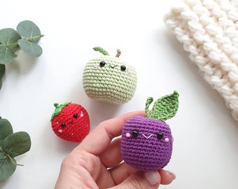 Crochet fruits  - 3 pcs, Rattle toys, kids learning toys, baby decor, kids gift, play Food Set, baby rattle toy, Easter gift, crochet fruit