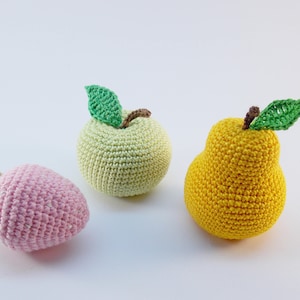 3pieces - Crochet fruits Sensory toys, kids learning toys, baby decor, kids gift, play Food Set, decorations for the kitchen.