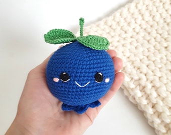 Big Crochet    blueberry kawaii 1 pc - Crochet fruits Rattle toys, kids toys, baby decor, kids gift, knitted fruit,gift for friend