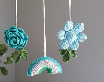 Baby play gym, Easter gift, baby toy, nursery decor, rattles Play Gym, summer decor,Play Gym,baby gym toy,baby flower mobile,crochet flowers