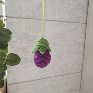 Eggplant Baby gym toys 1 pc rattles Play Gym,baby shower, vegetable gum toy, Baby Rattle, nursery decor, crib toy, crochet baby gum toy image 5