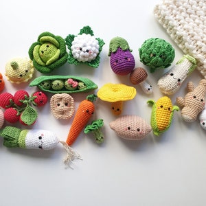 Collection  toy 18 pcs, vegies  kawaii, amigurumi soft toy,baby decor, kids gift, play Food Set, Pretend play,toddler toys,food kawaii