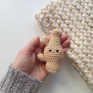 Ginger kawaii Keychain ,Crochet Keychain, Amigurumi eggplant, vegetable accessory, gift for her, gift for the guy, ginger kawaii gift