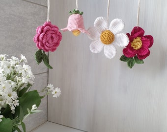 Flofers de jouets de gymnastique, jouets de gymnastique pour bébé, décoration de chambre d'enfant, hochets Play Gym, décoration d'été, Play Gym, jouets de gymnastique pour bébé, mobile de fleurs pour bébé, fleurs au crochet