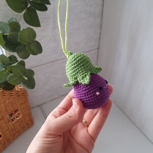 Eggplant Baby gym toys 1 pc rattles Play Gym,baby shower, vegetable gum toy, Baby Rattle, nursery decor, crib toy, crochet baby gum toy image 4