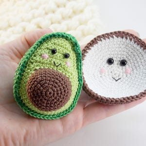 Crochet avocado, coconut 2 pieces, nice avocado decorative decor, room decor, vegetarian gift, crochet toy, kids gift, play Food Set image 2